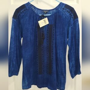 Lucky Brand Royal Blue Bohemian Blouse